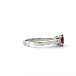 14K White Gold Ruby and Natural Diamond Ring