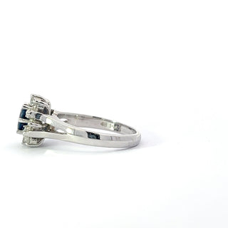 14K White Gold Sapphire and Natural Diamond Ring