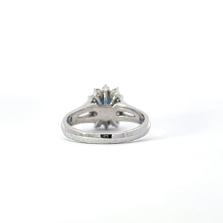 14K White Gold Sapphire and Natural Diamond Ring
