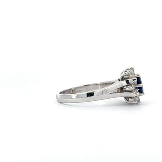 14K White Gold Sapphire and Natural Diamond Ring