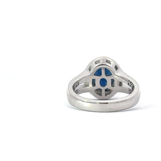 14K White Gold Sapphire and Natural Diamond Ring