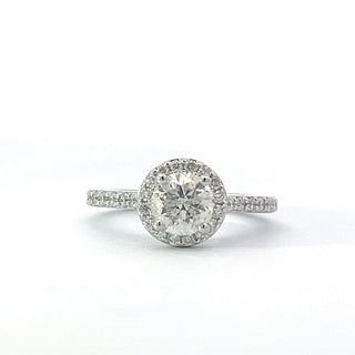 14K White Gold Diamond Ring with Halo