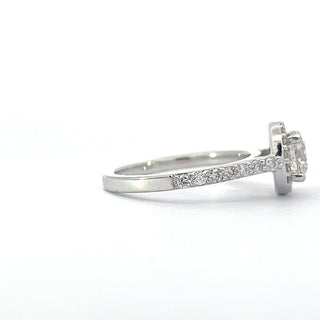 14K White Gold Diamond Ring with Halo