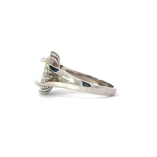 14K White Gold Opal and Natural Diamond Ring