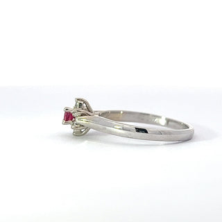 14K White Gold Ruby and Natural Diamond Ring