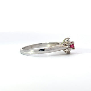 14K White Gold Ruby and Natural Diamond Ring