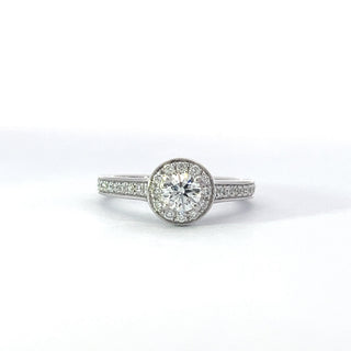 14K White Gold Diamond Ring with Halo