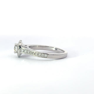 14K White Gold Diamond Ring with Halo