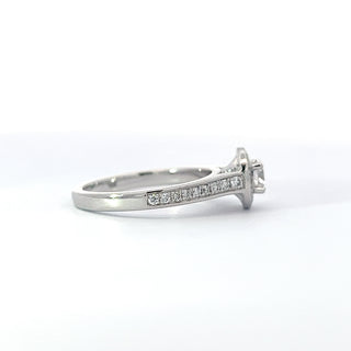14K White Gold Diamond Ring with Halo