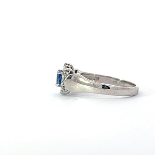 14K White Gold 0.55cttw Genuine Oval Cut Sapphire and 0.17cttw Diamond Ring