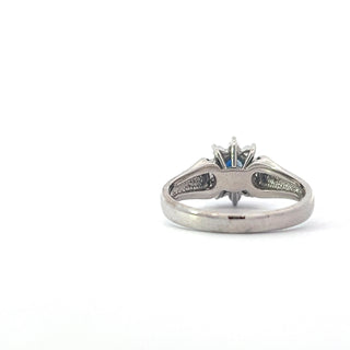 14K White Gold 0.55cttw Genuine Oval Cut Sapphire and 0.17cttw Diamond Ring