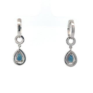 14K White Gold Sapphire and Diamond Drop Earrings