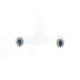 14K White Gold Sapphire and Diamond Earrings