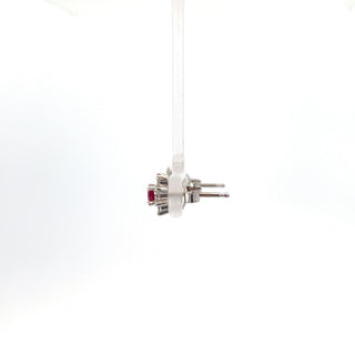 14K White Gold Ruby and Diamond Earrings