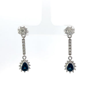 14K White Gold Sapphire and Diamond Earrings