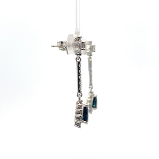 14K White Gold Sapphire and Diamond Earrings