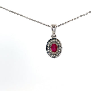 14K White Gold Ruby and Diamond Necklace 18"