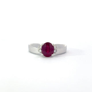 14K White Gold Ruby and Diamond Ring