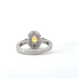 14K White Gold Yellow Sapphire and Diamond Ring