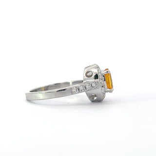 14K White Gold Yellow Sapphire and Diamond Ring