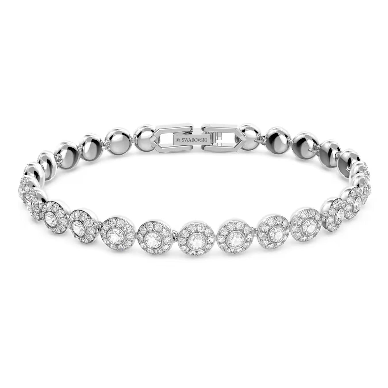 Swarovski Una/Angelic Tennis bracelet Round cut, Small, White, Rhodium plated - 5071173