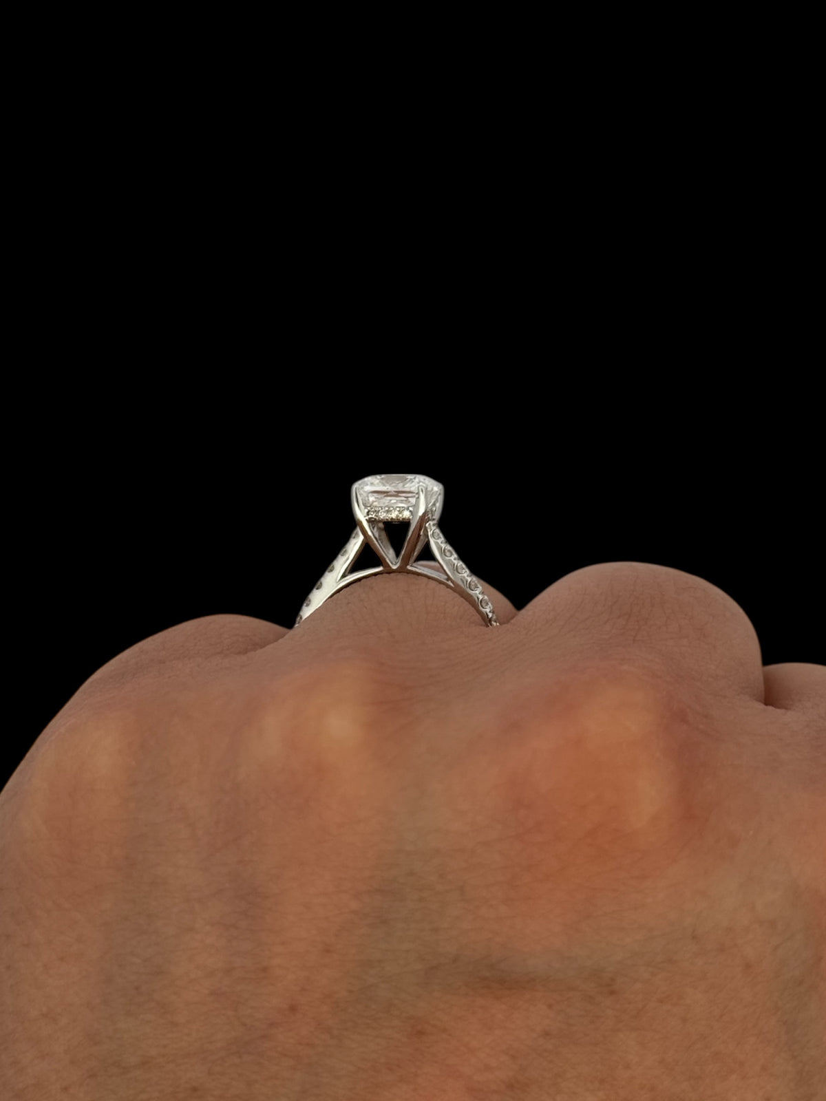 14K Gold Lab Grown Cushion Cut Diamond Engagement Ring