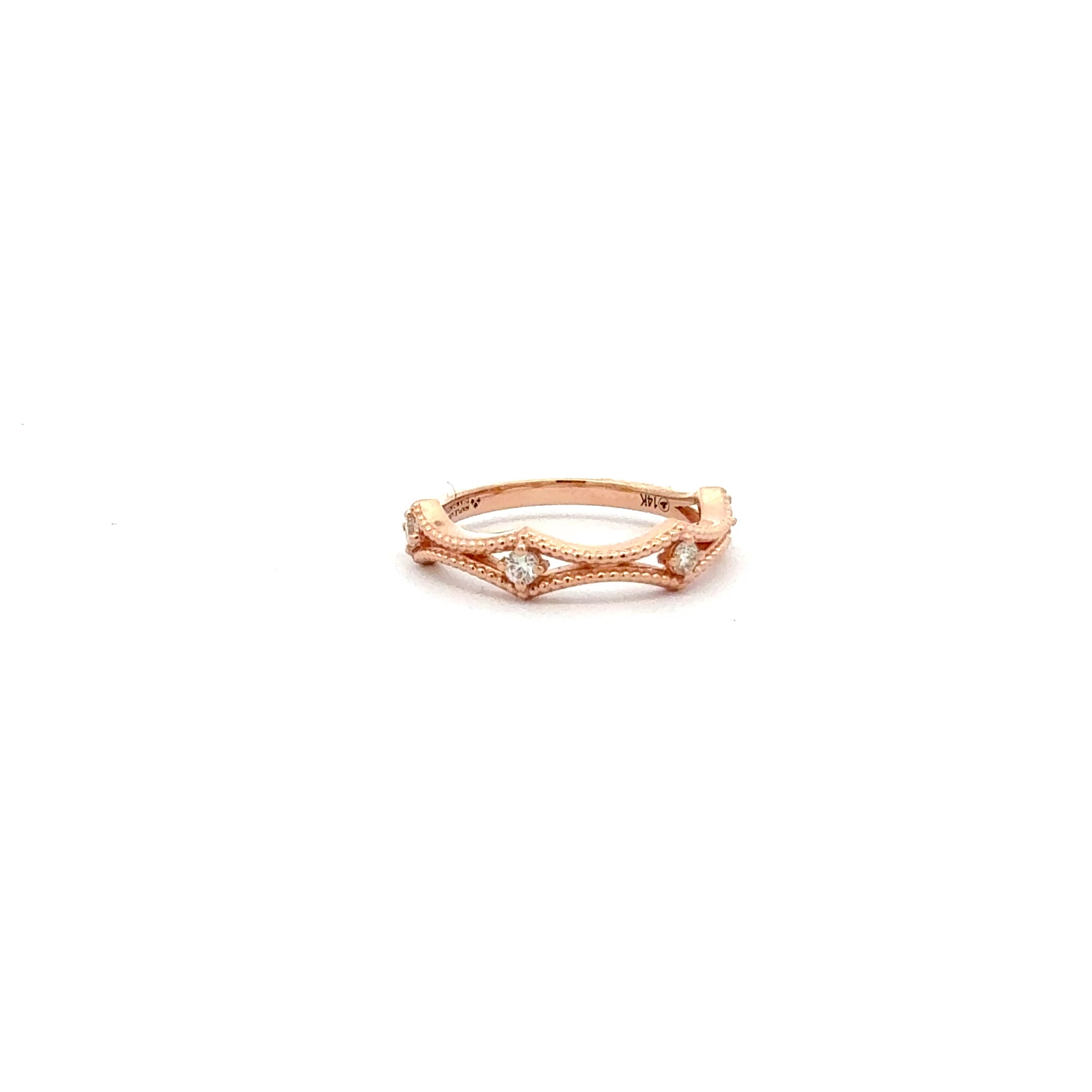 14K Rose Gold 0.16cttw Maple Leaf Canadian Diamond Ring - 4