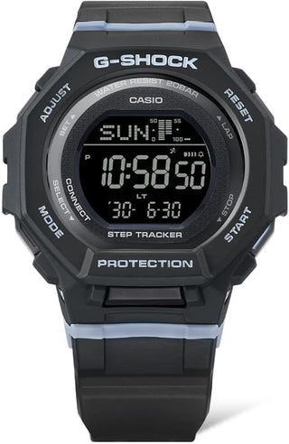 Casio G-Shock Step Tracker Black with Light Blue Digital Watch GMDB300-1, Black, Sport