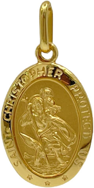 10K Yellow Gold Oval St. Christopher's 3D Charm - 19X12mm