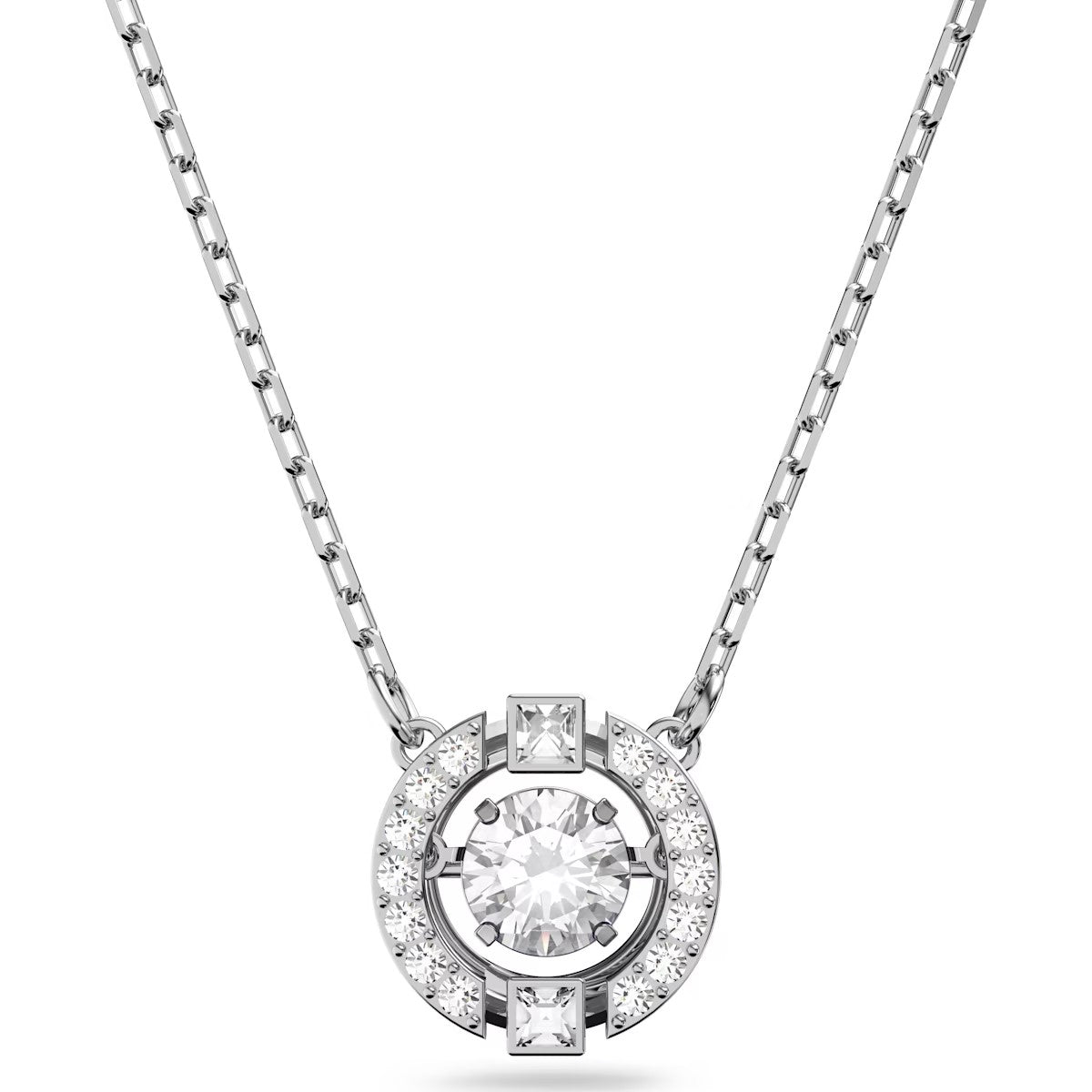 Swarovski Sparkling Dance necklace, Round cut, White, Rhodium plated -  5286137