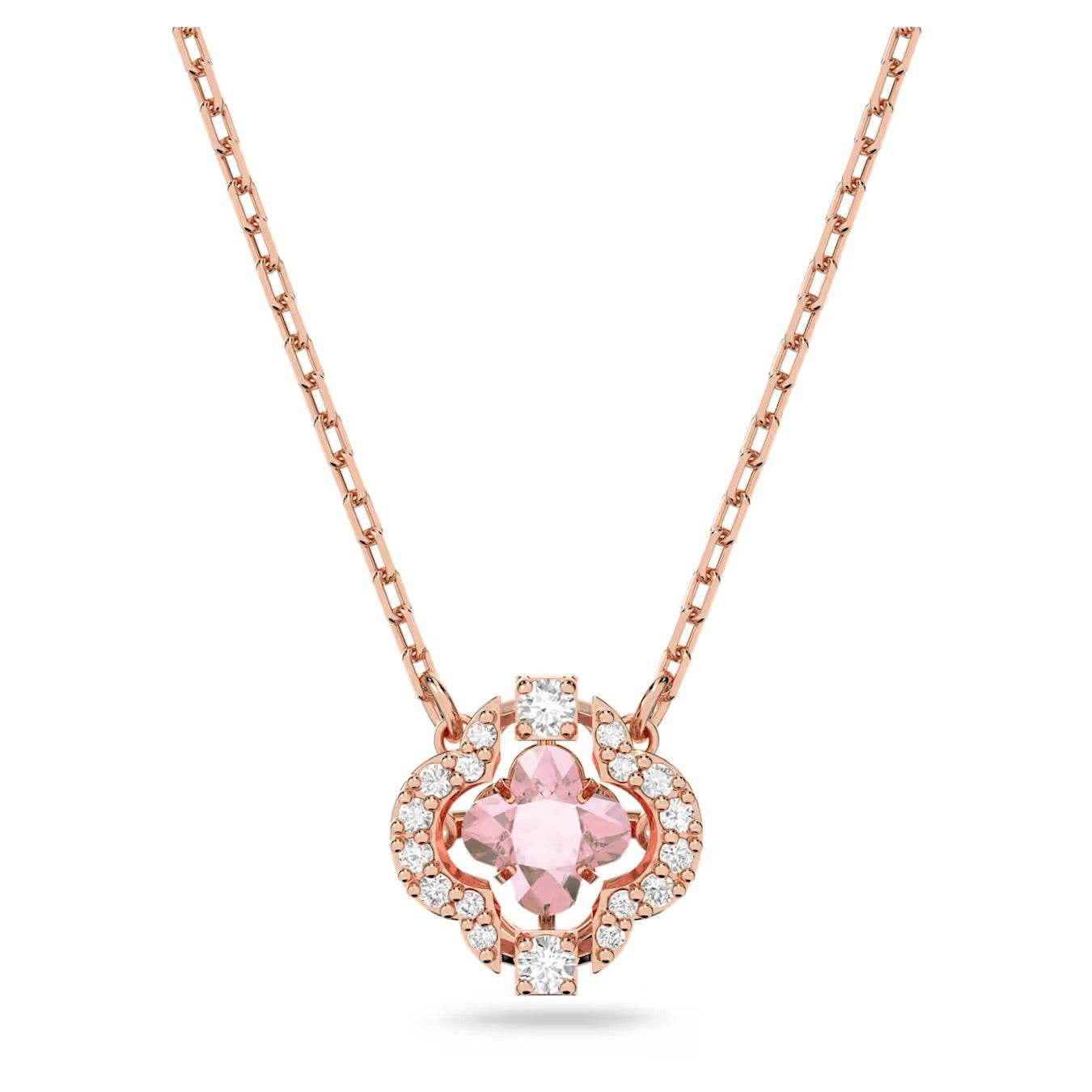 Swarovski Una necklace, Clover, Pink, Rose gold-tone plated - 5514488