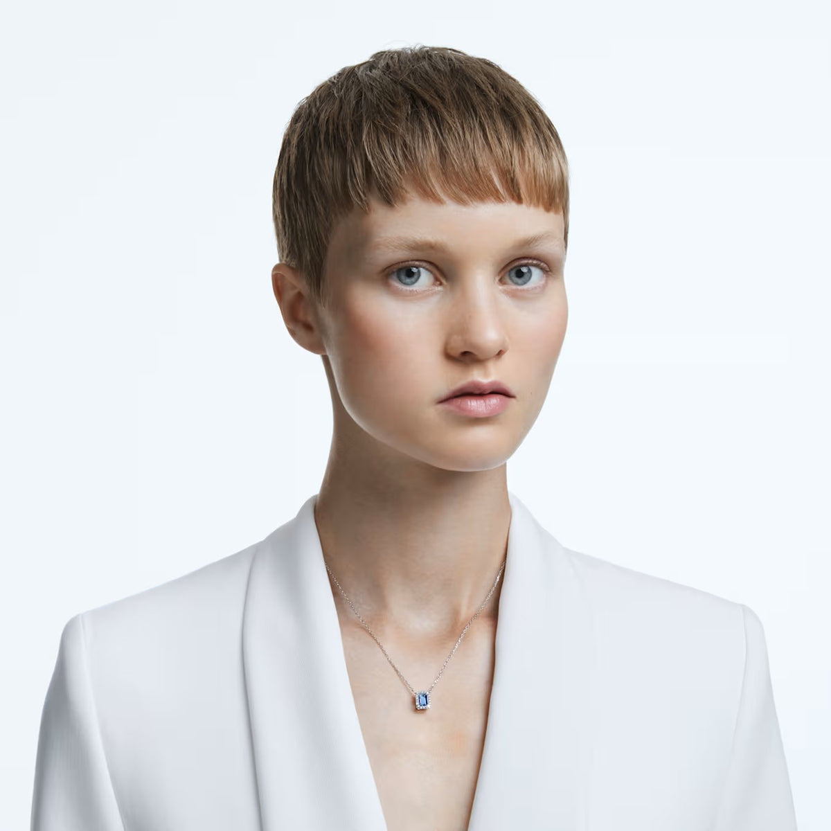 Swarovski Millenia necklace, Octagon cut, Blue, Rhodium plated - 5614926