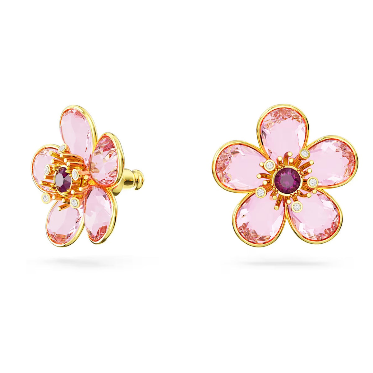 Pendientes Swarovski Florere, Flor, rosa, Baño tono oro - 5656635 