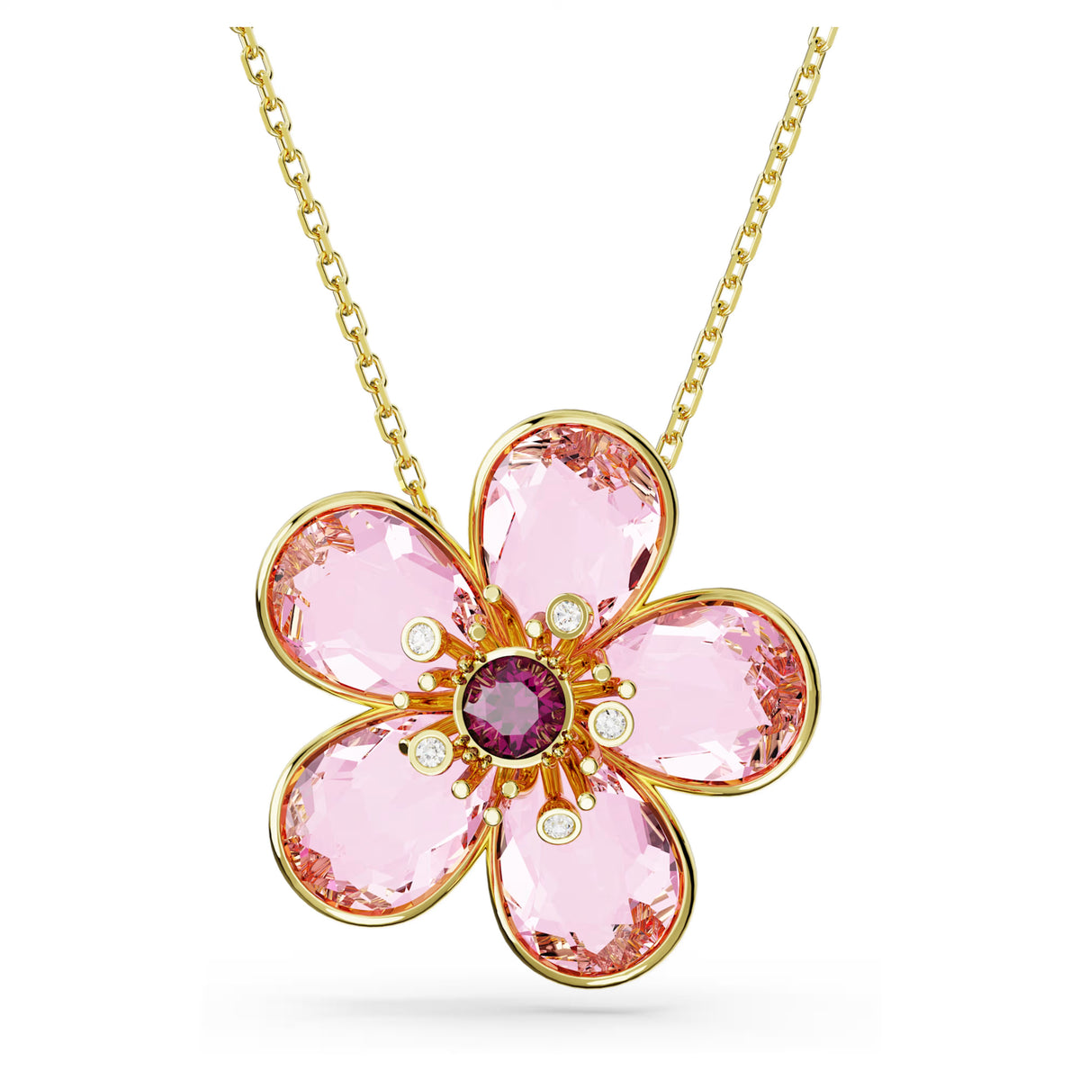 Swarovski Idyllia Florere pendant Flower, Small, Pink, 18k gold plated - 5657875