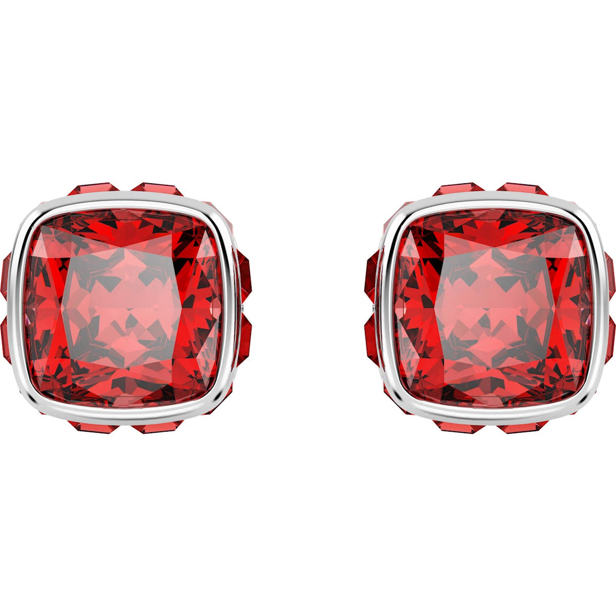 Swarovski Birthstone stud earrings, Square cut, July, Red, Rhodium plated 5661959
