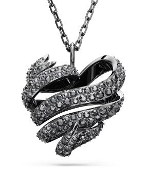 Swarovski Volta pendant, Heart, Small, Black, Ruthenium plated - 5662491- Discontinued