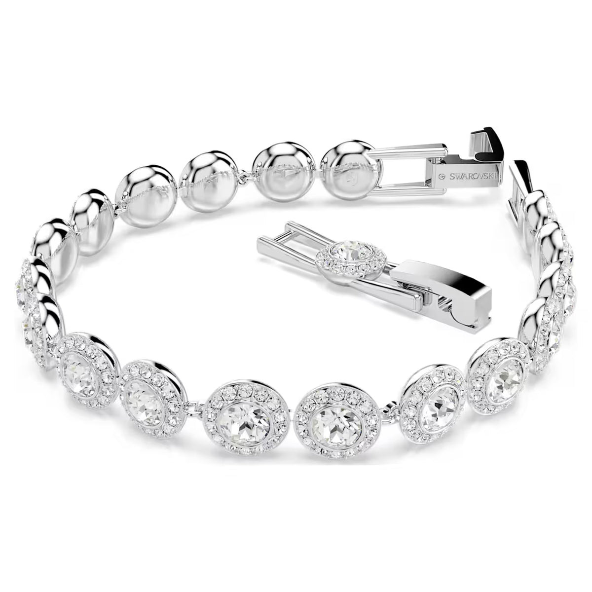 Swarovski Una Tennis bracelet Round cut, White, Rhodium plated - 5682279
