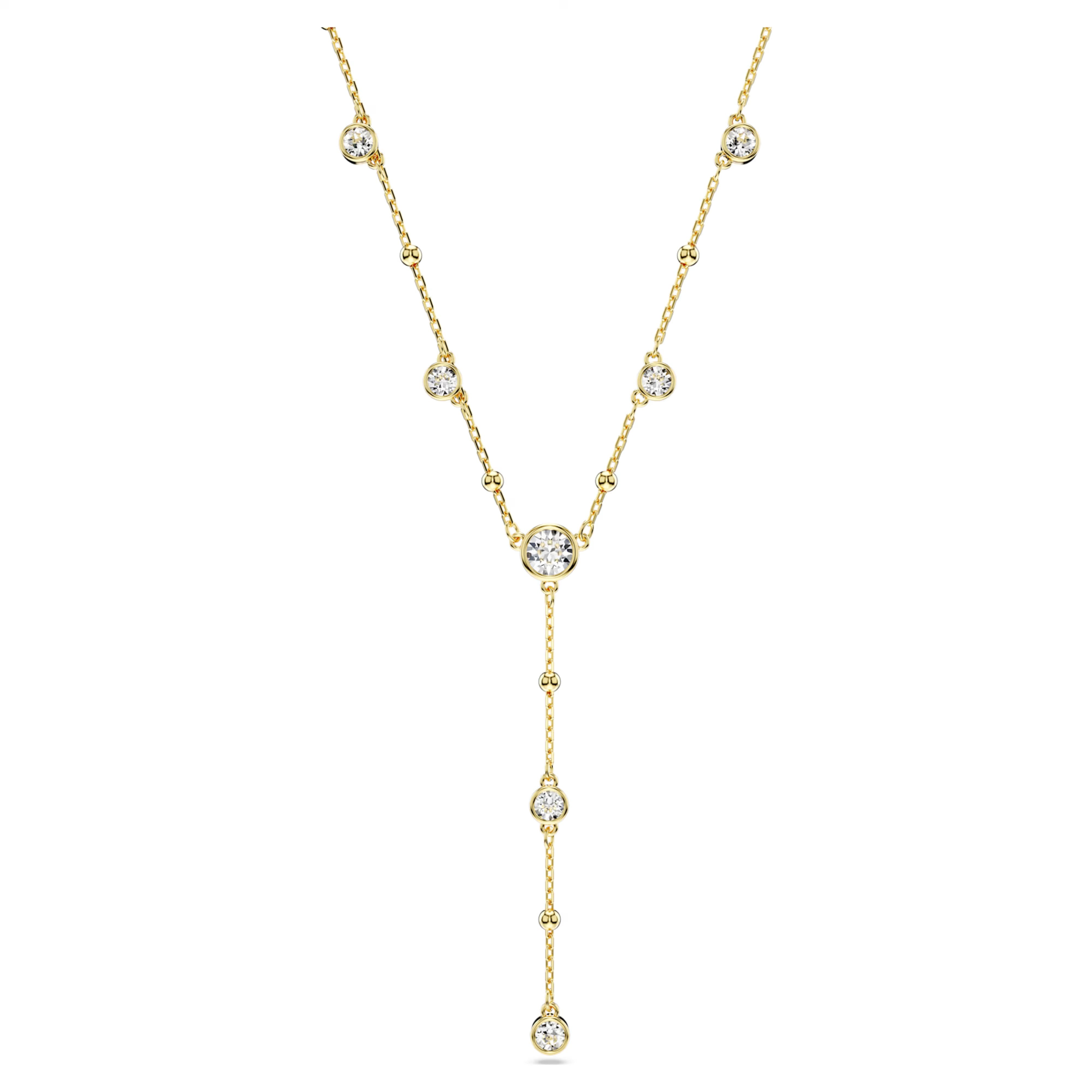 Swarovski - Imber Y necklace Round cut, White, 18k gold plated - 5684510