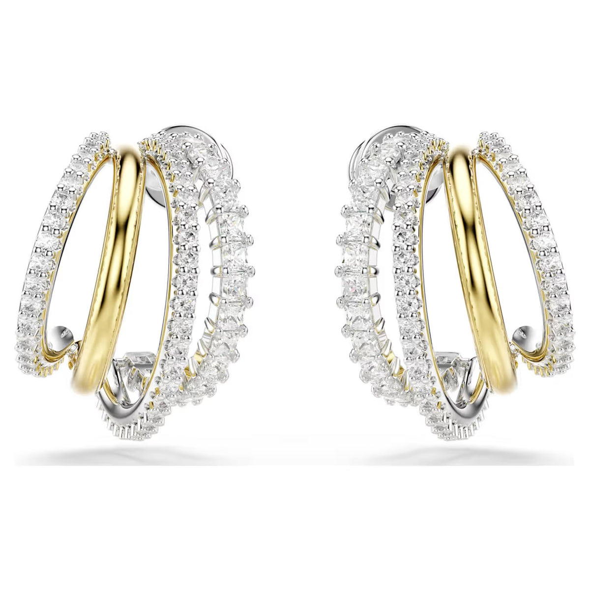 Swarovski - Hyperbola hoop earrings, Mixed cuts, Mini, White, Mixed metal finish - 5689718/5701590 (SS)
