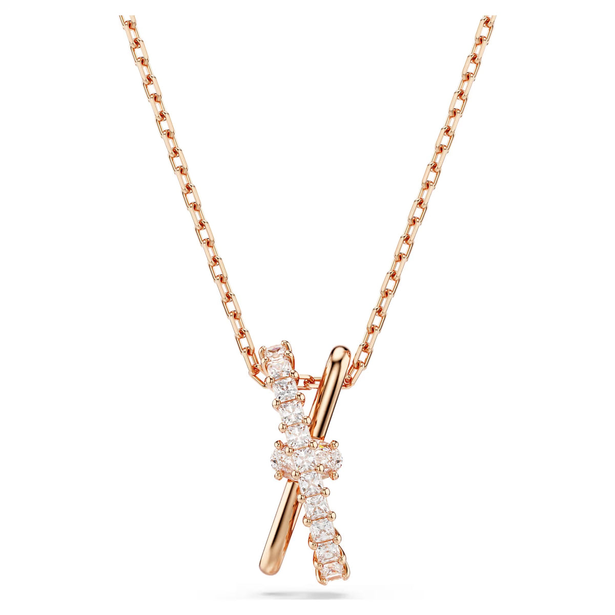 Swarovski - Hyperbola pendant Mixed cuts, Twist, White, Rose gold-tone plated - 5689788