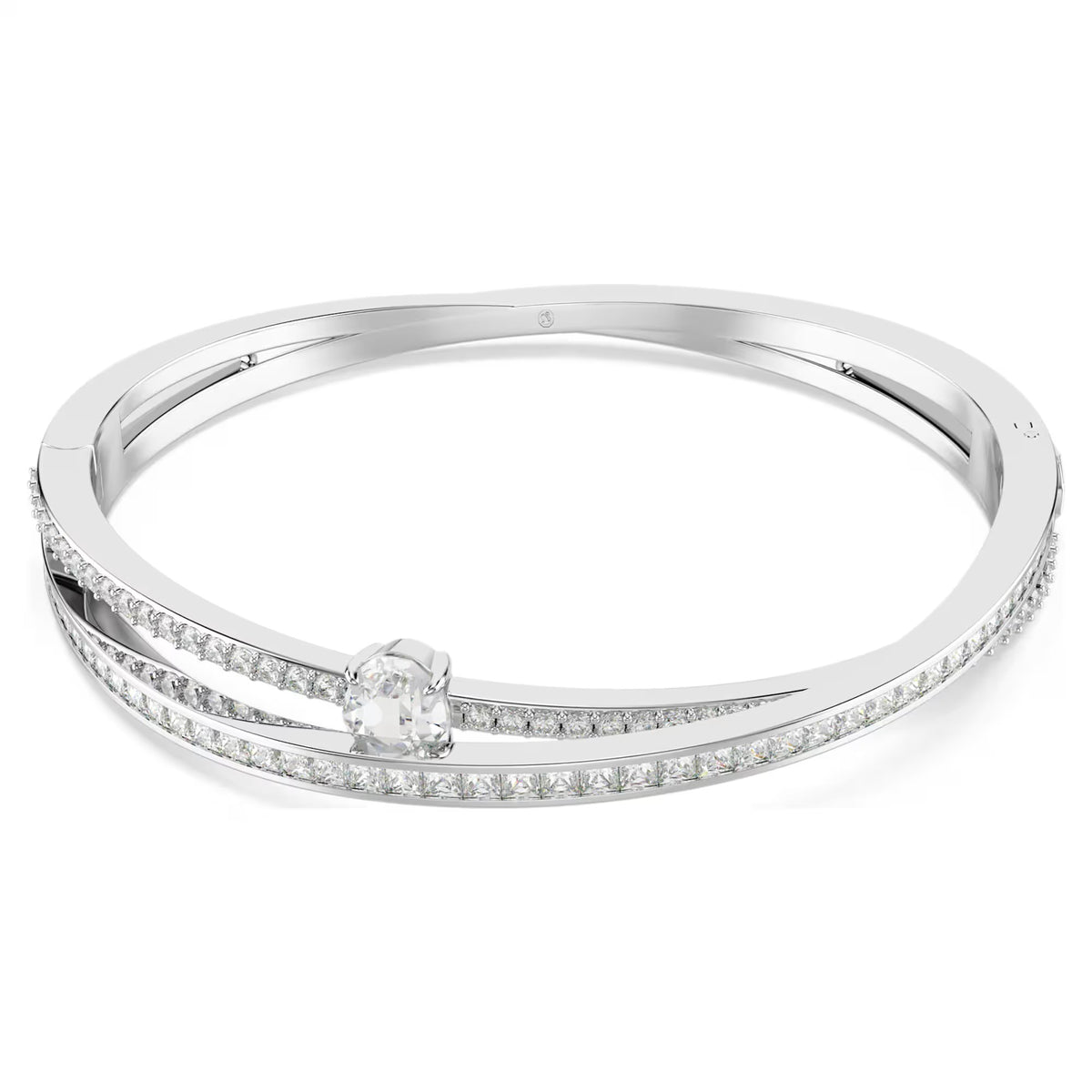 Swarovski - Hyperbola bangle Mixed cuts, White, Rhodium plated - 5691226