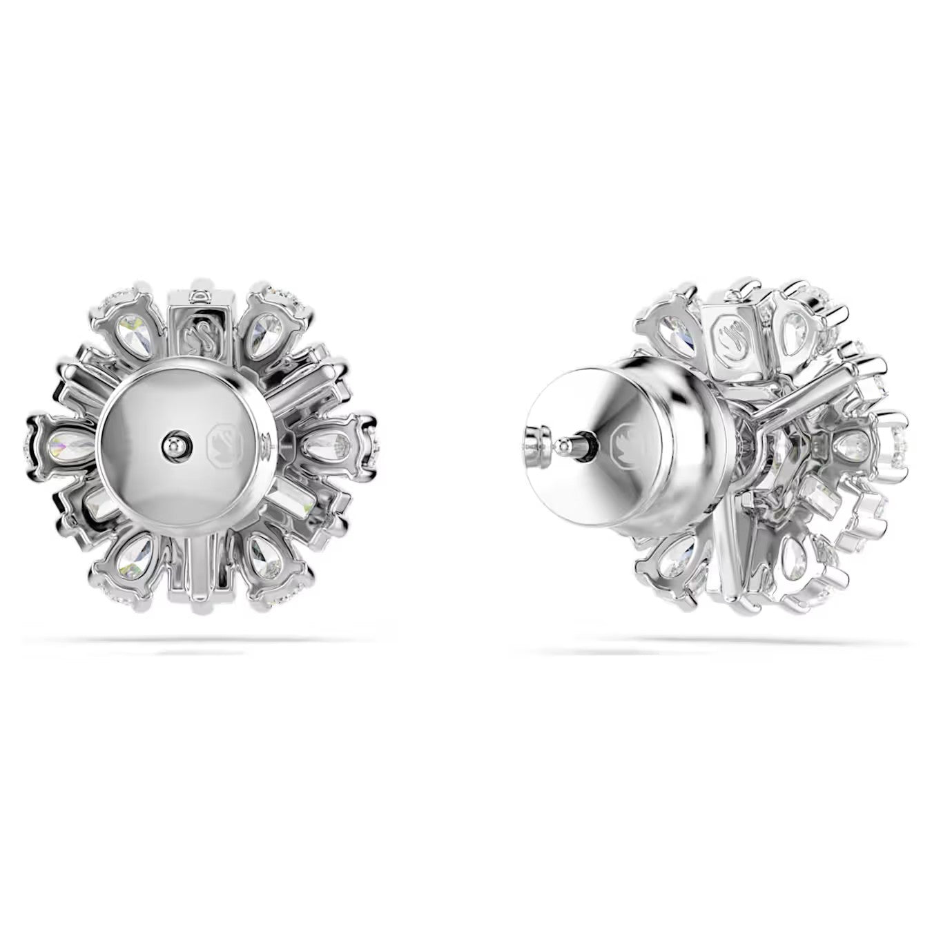 Swarovski Idyllia stud earrings, Mixed cuts, Snowflake, White, Rhodium plated - 5691483/5701593 (SS)