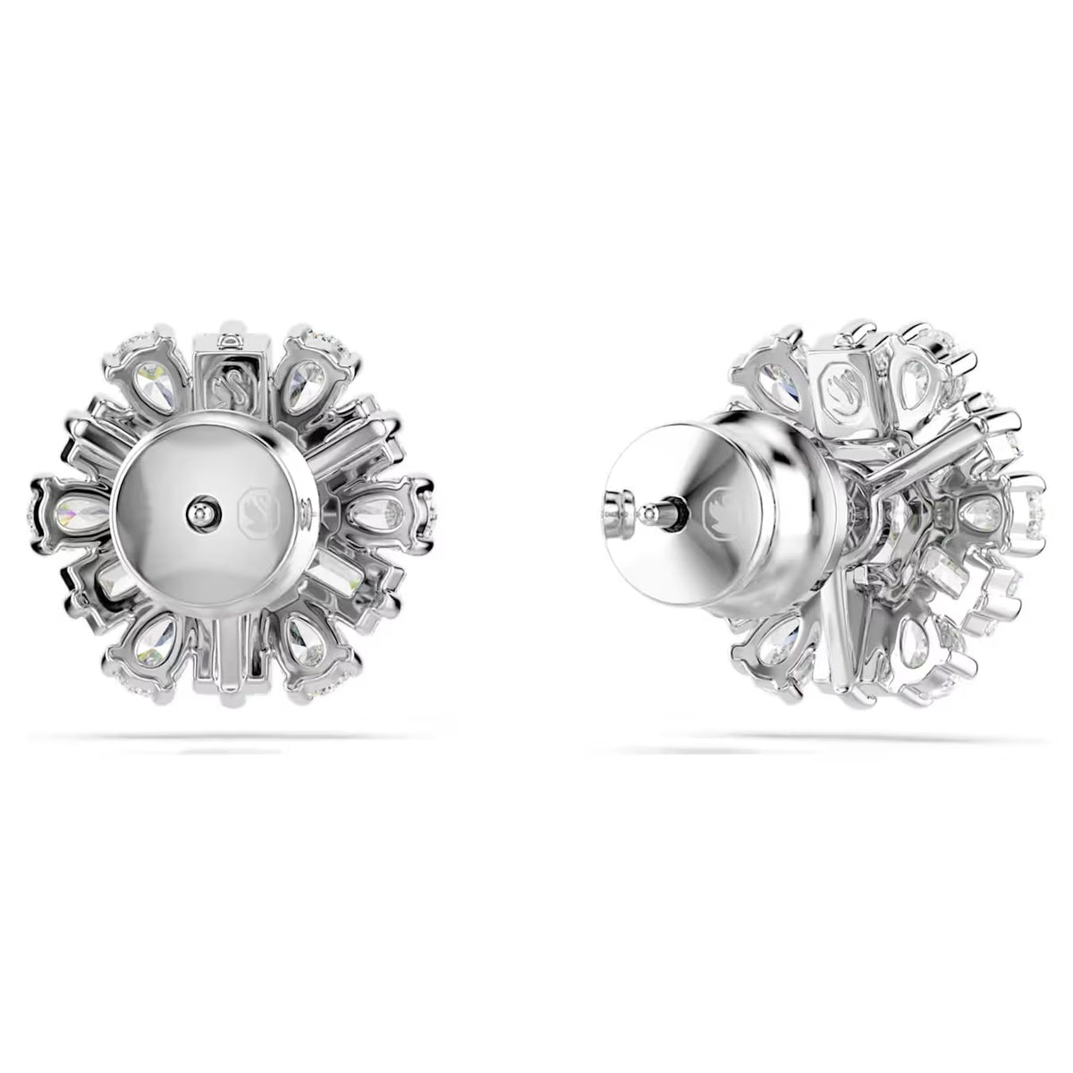 Swarovski Idyllia stud earrings, Mixed cuts, Snowflake, White, Rhodium plated - 5691483/5701593 (SS)