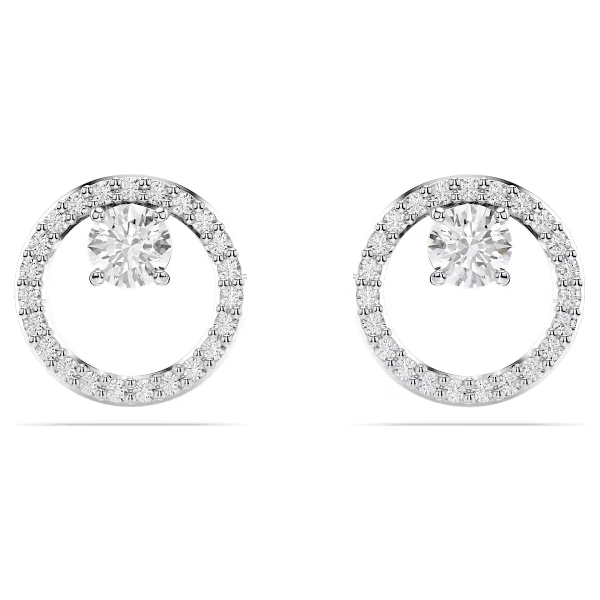 Swarovski Constella stud earrings, Round cut, White, Rhodium plated - 5692262/5701586 (SS)