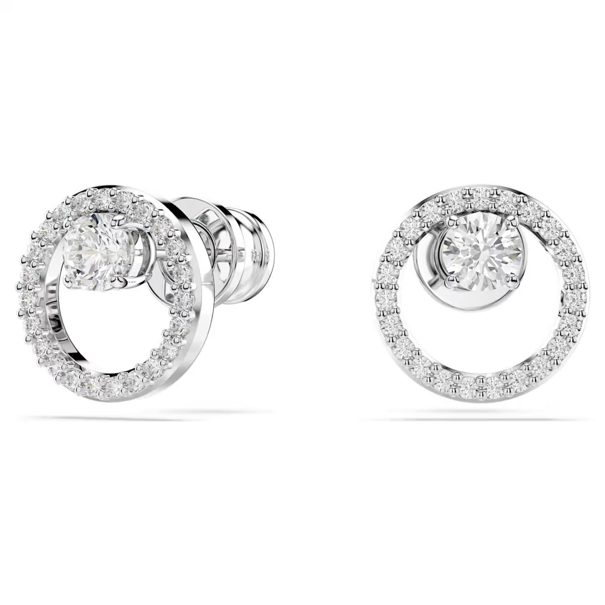 Swarovski Constella stud earrings, Round cut, White, Rhodium plated - 5692262/5701586 (SS)