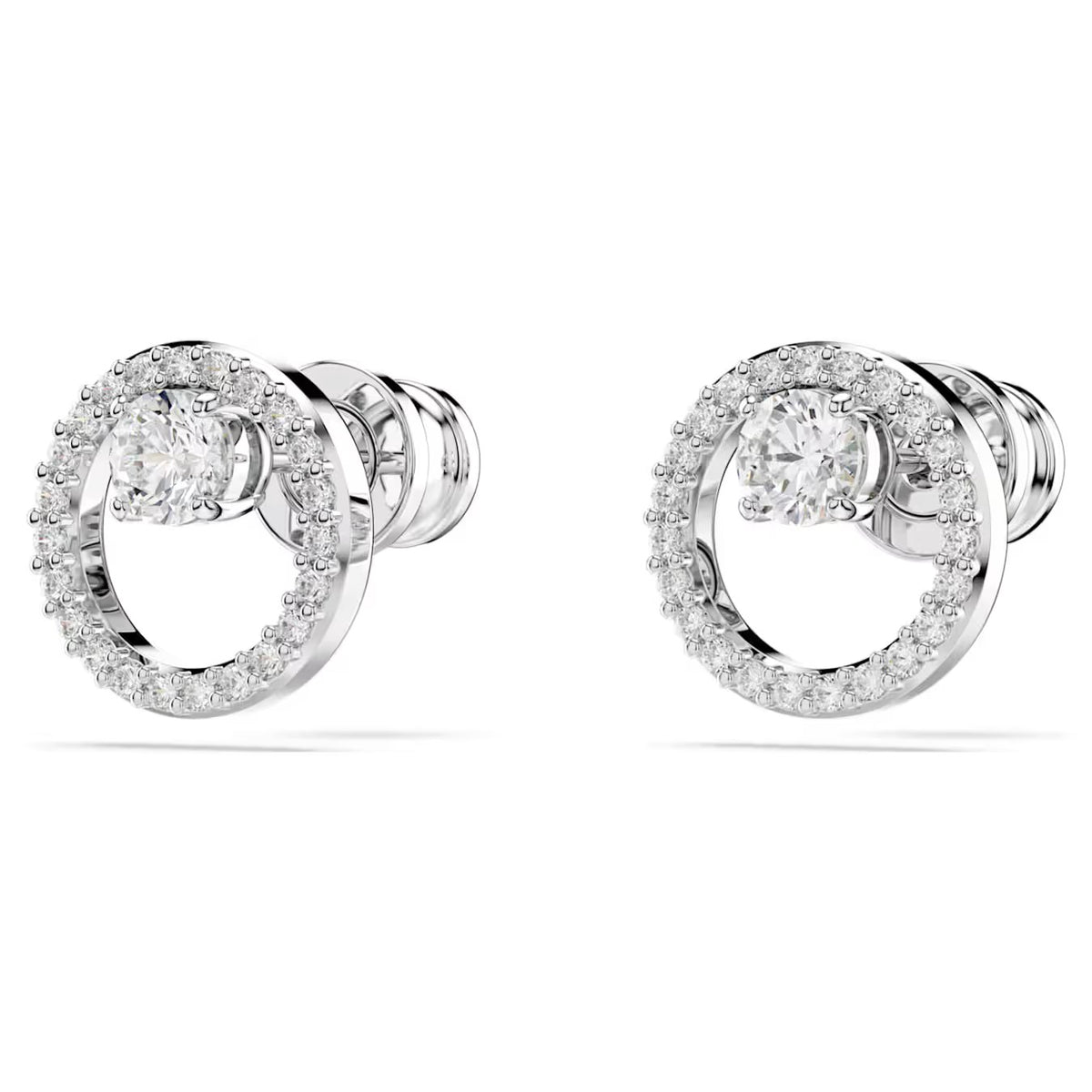 Swarovski Constella stud earrings, Round cut, White, Rhodium plated - 5692262/5701586 (SS)