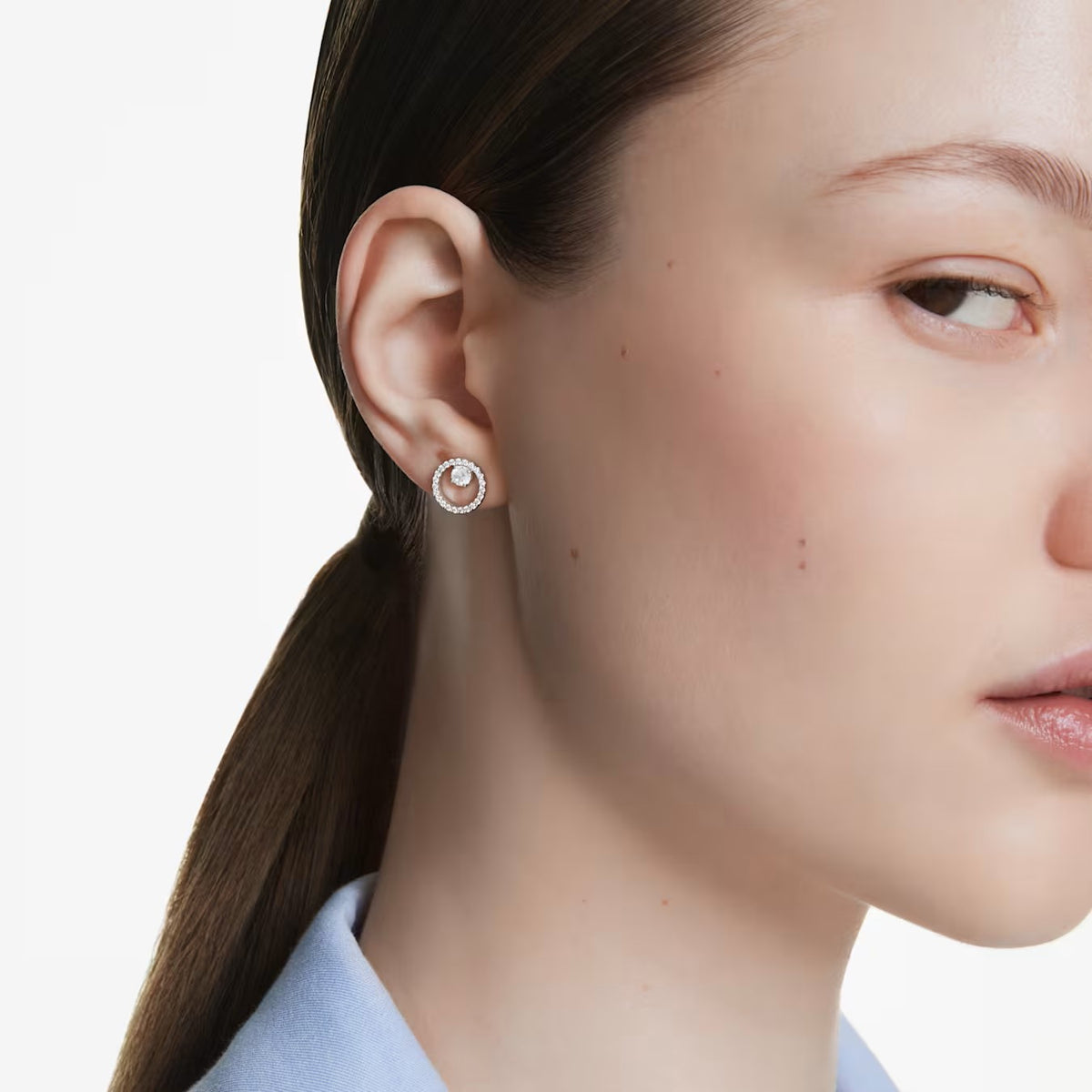 Swarovski Constella stud earrings, Round cut, White, Rhodium plated - 5692262/5701586 (SS)