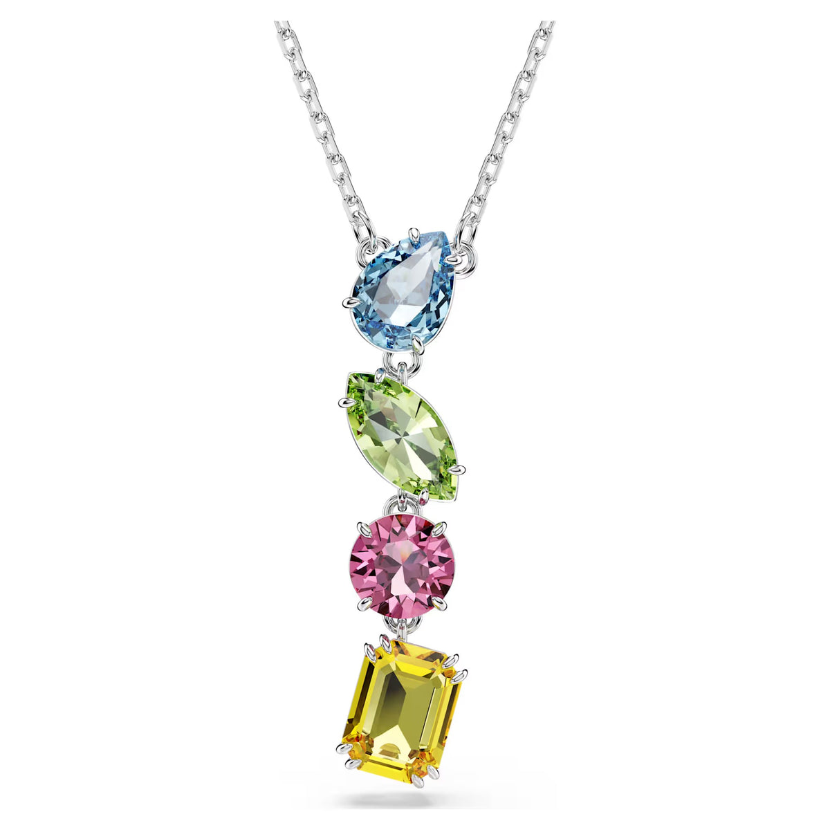 Swarovski - Gema Y pendant Mixed cuts, Multicoloured, Rhodium plated - 5692421