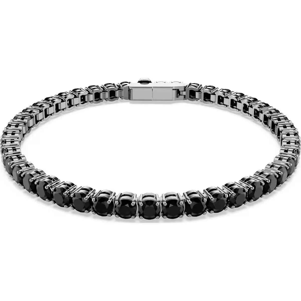 Swarovski Matrix Tennis bracelet, Round cut, Black, Ruthenium plated 5696031