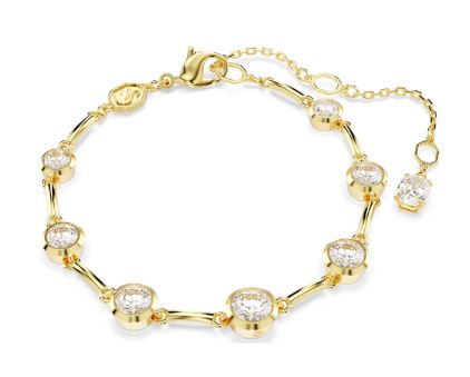 Swarovski - Imber Tennis bracelet, Mixed round cuts, White, Gold-tone plated 5705465